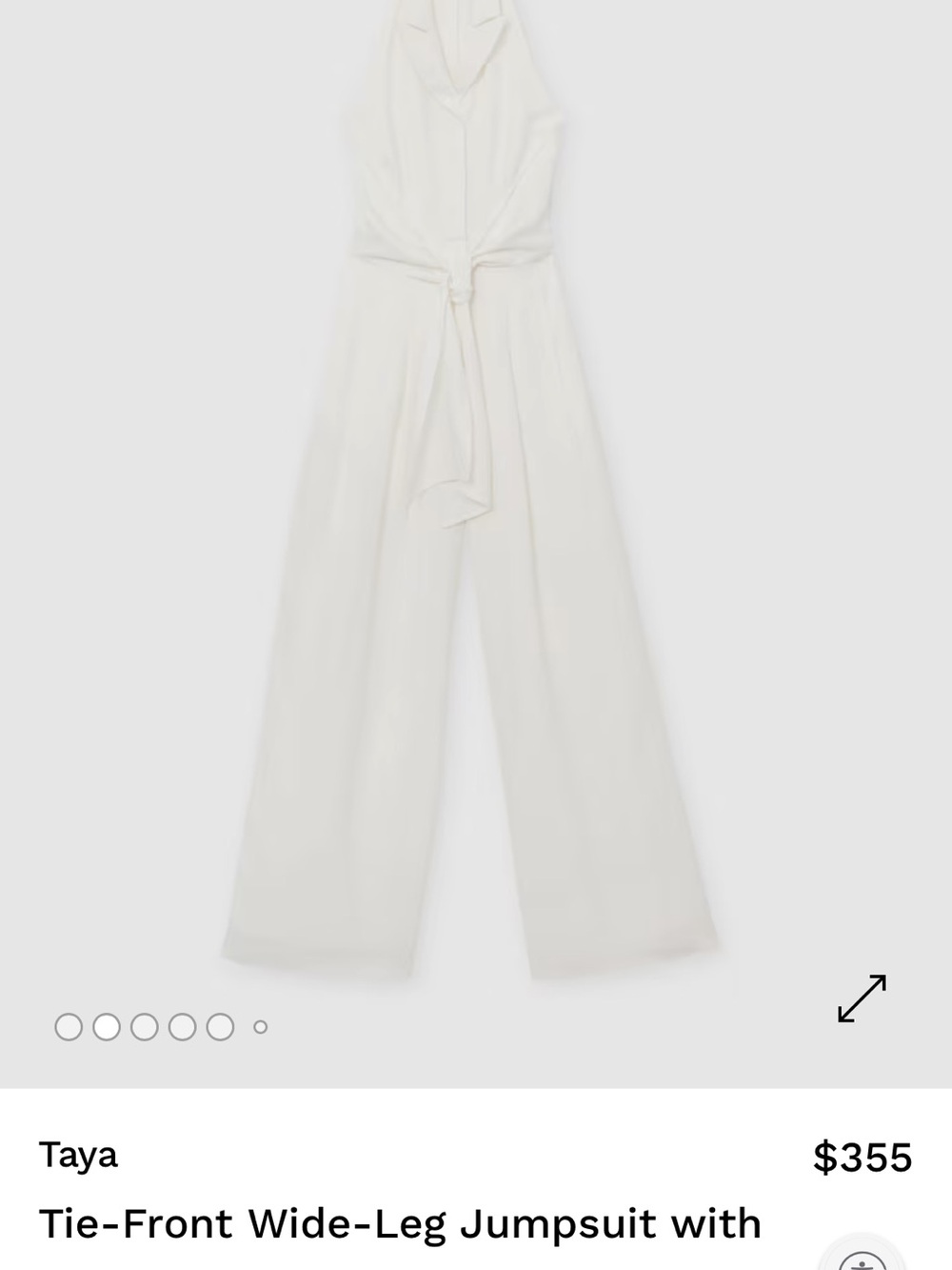 New REISS Taya White Tie-Front Wide-Leg Jumpsuit in Ivory - Picture 5 of 6